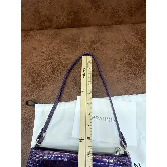 NWT Brahmin Melbourne Collection Lorelei Purple Acro Leather Shoulder Bag - Picture 16 of 16
